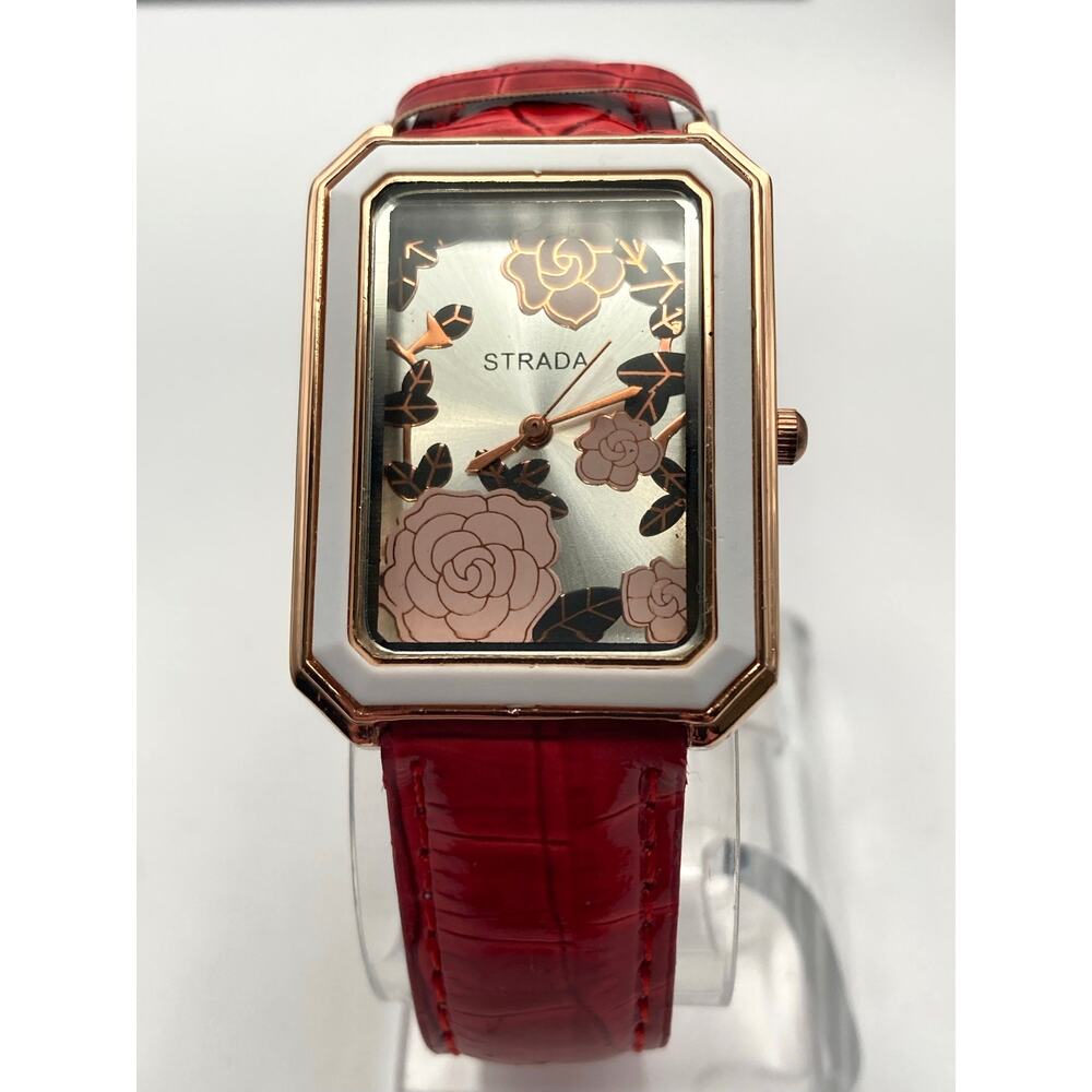 Strada Pink Rose Women's Watch 29mm - New Battery - Adjustable Red Band - Picture 6 of 10